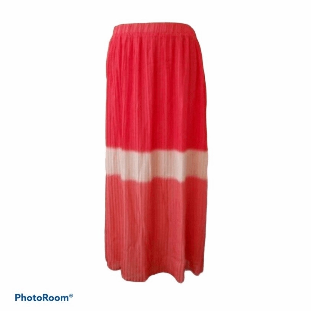 NWT Lane Bryant Maxi Skirt Size 22/24 Pleated Coral Long Lined